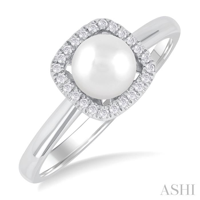 Pearl & Petite Halo Diamond Ring