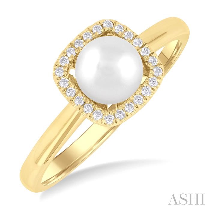 Pearl & Petite Halo Diamond Ring