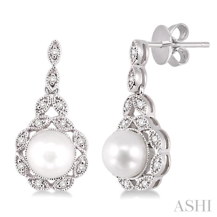 PEARL & HALO DIAMOND FASHION EARRINGS