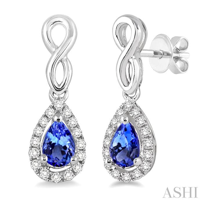 PEAR SHAPE GEMSTONE & HALO DIAMOND EARRINGS