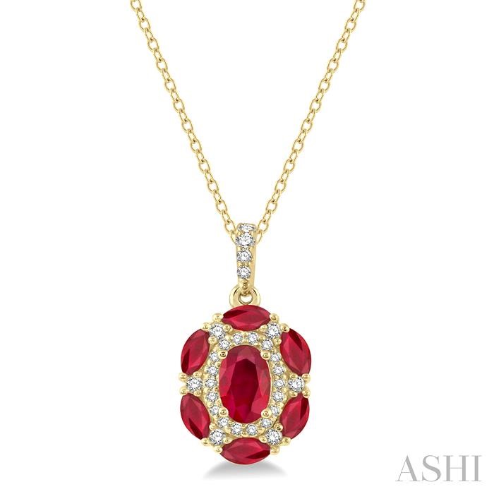 OVAL SHAPE GEMSTONE & HALO DIAMOND PENDANT