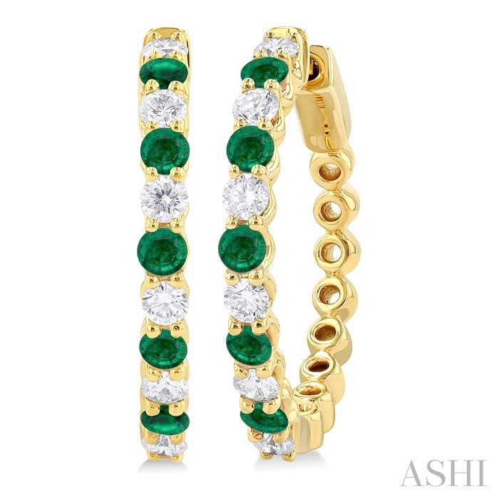 Alternate Gemstone & Diamond Hoop Earrings