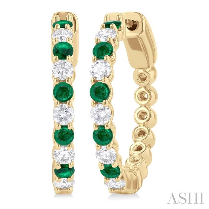 Alternate Gemstone & Diamond Hoop Earrings