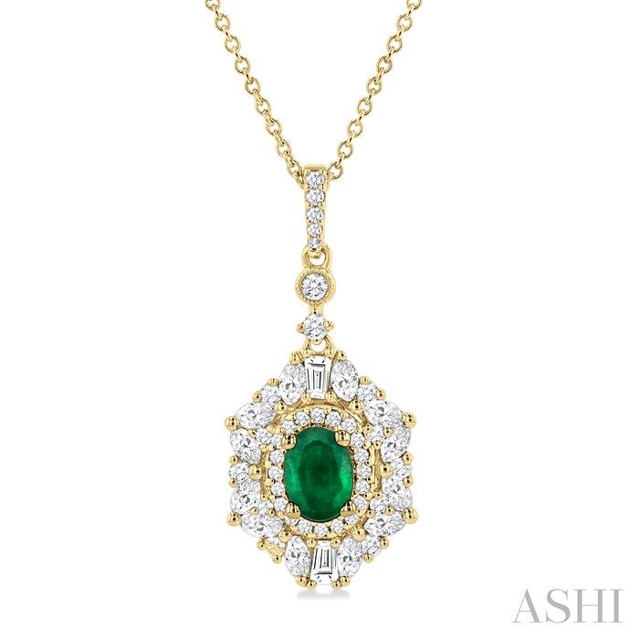 OVAL SHAPE GEMSTONE & HALO DIAMOND PENDANT