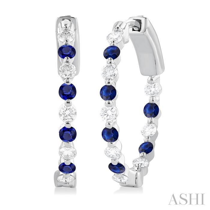 INSIDE-OUT ALTERNATE GEMSTONE & DIAMOND HOOP EARRINGS