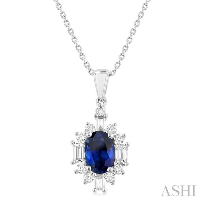 OVAL SHAPE GEMSTONE & HALO DIAMOND PENDANT