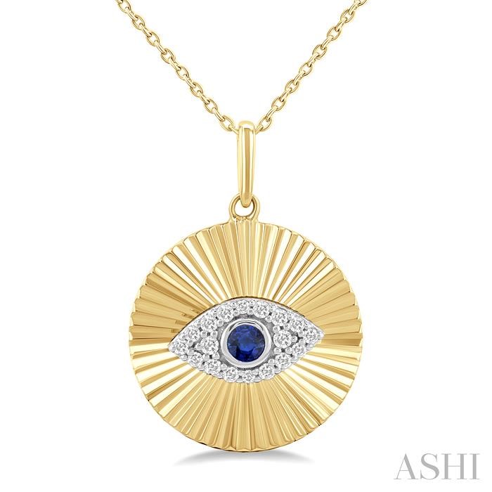 FLUTED EVIL EYE GEMSTONE & DIAMOND FASHION PENDANT