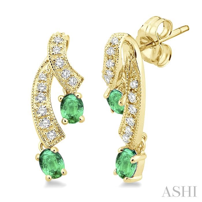 OVAL SHAPE GEMSTONE & DIAMOND FASHION EARRINGS