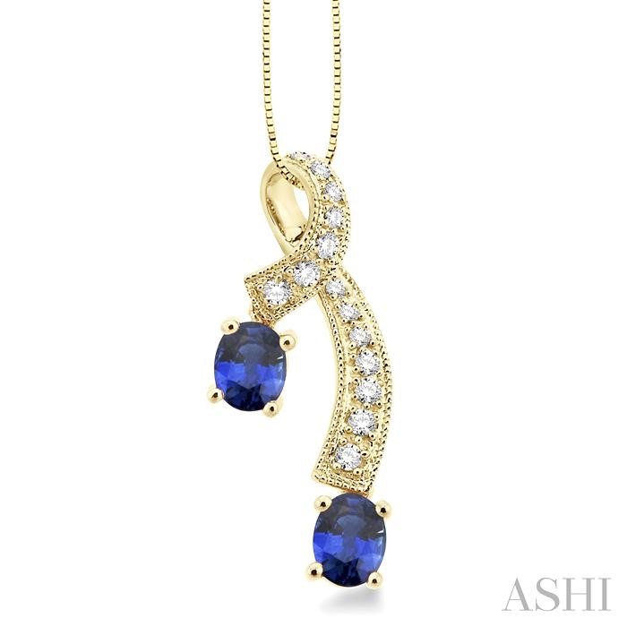 OVAL SHAPE GEMSTONE & DIAMOND FASHION PENDANT