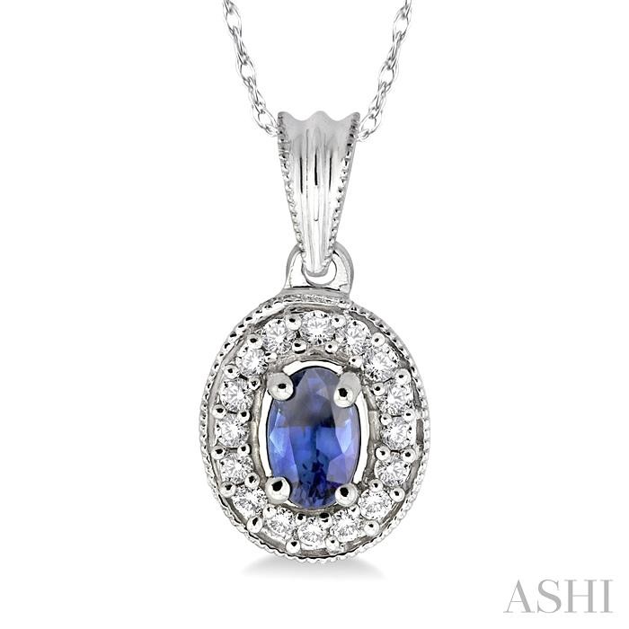 OVAL SHAPE GEMSTONE & DIAMOND PENDANT