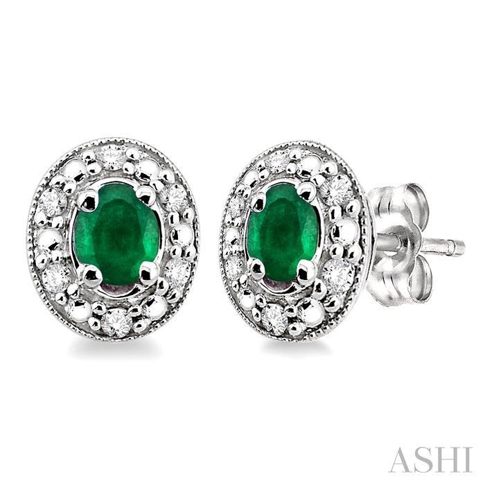 OVAL SHAPE GEMSTONE & DIAMOND EARRINGS