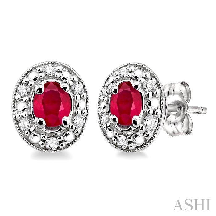 OVAL SHAPE GEMSTONE & DIAMOND EARRINGS