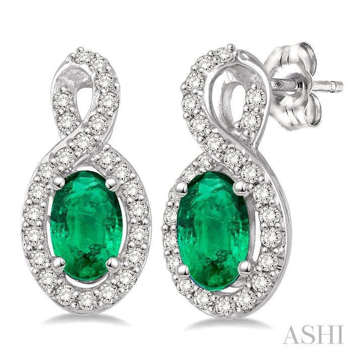 OVAL SHAPE GEMSTONE & HALO DIAMOND EARRINGS