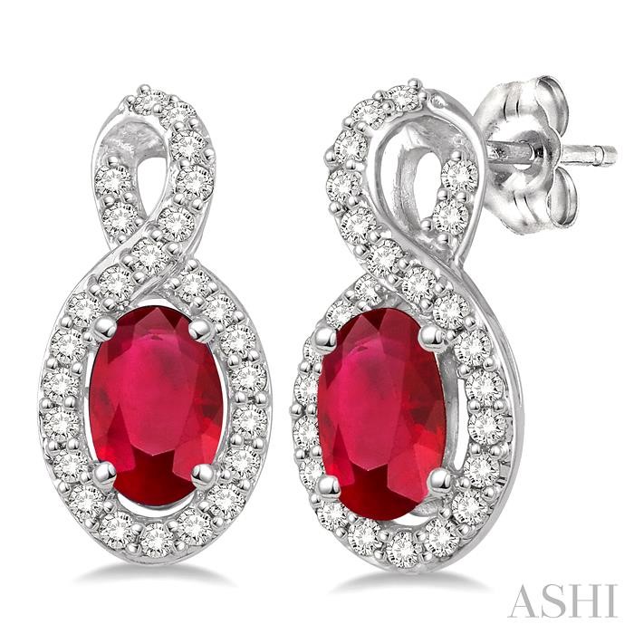 OVAL SHAPE GEMSTONE & HALO DIAMOND EARRINGS