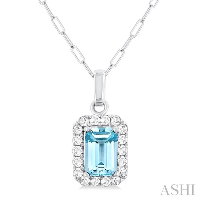 Emerald Shape Gemstone & Halo Diamond Pendant