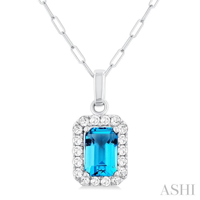 Emerald Shape Gemstone & Halo Diamond Pendant