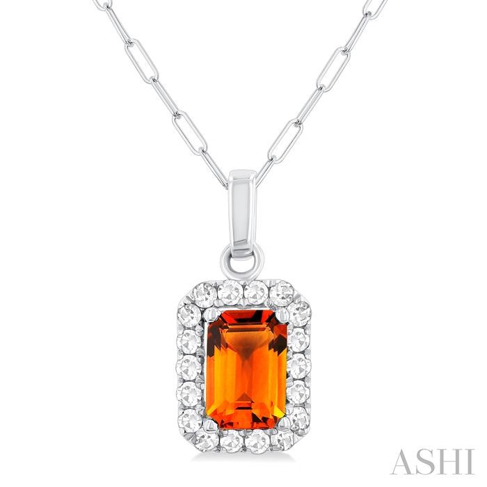 Emerald Shape Gemstone & Halo Diamond Pendant