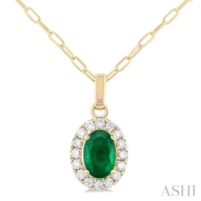 OVAL SHAPE GEMSTONE & HALO DIAMOND PENDANT