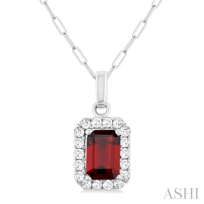 Emerald Shape Gemstone & Halo Diamond Pendant