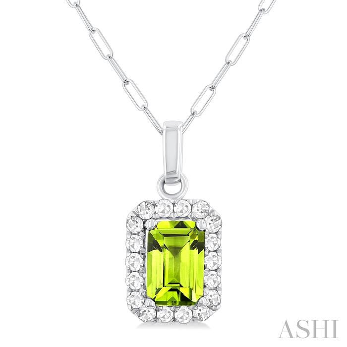 Emerald Shape Gemstone & Halo Diamond Pendant