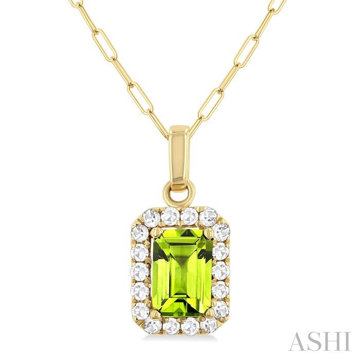 Emerald Shape Gemstone & Halo Diamond Pendant