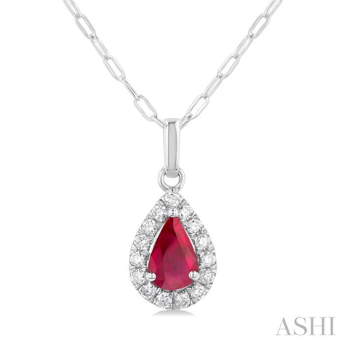 PEAR SHAPE GEMSTONE & HALO DIAMOND PENDANT