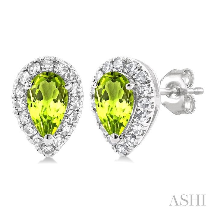 Pear Shape Gemstone & Halo Diamond Earrings