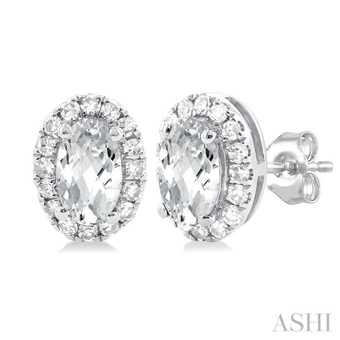 OVAL SHAPE GEMSTONE & HALO DIAMOND EARRINGS