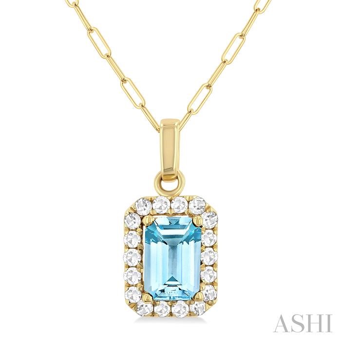 Emerald Shape Gemstone & Halo Diamond Pendant