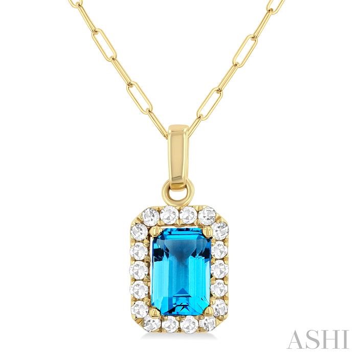 Emerald Shape Gemstone & Halo Diamond Pendant