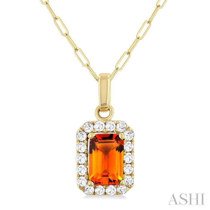 Emerald Shape Gemstone & Halo Diamond Pendant