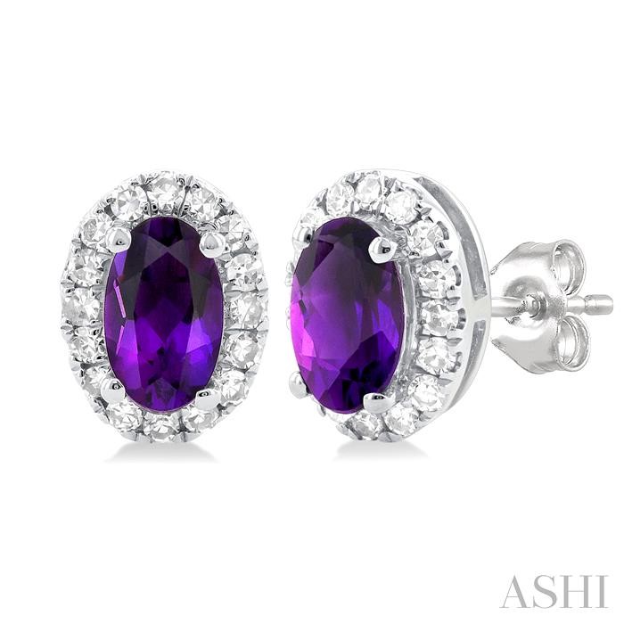 OVAL SHAPE GEMSTONE & HALO DIAMOND EARRINGS