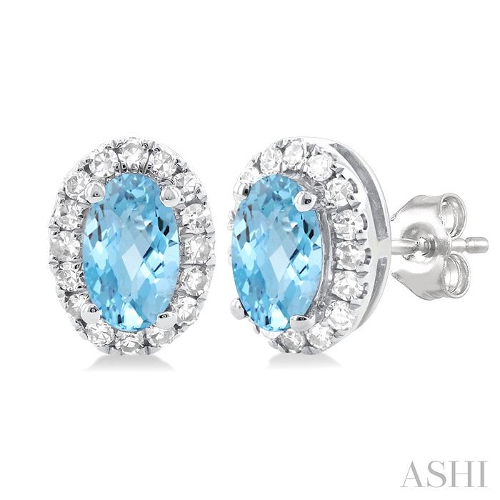 OVAL SHAPE GEMSTONE & HALO DIAMOND EARRINGS