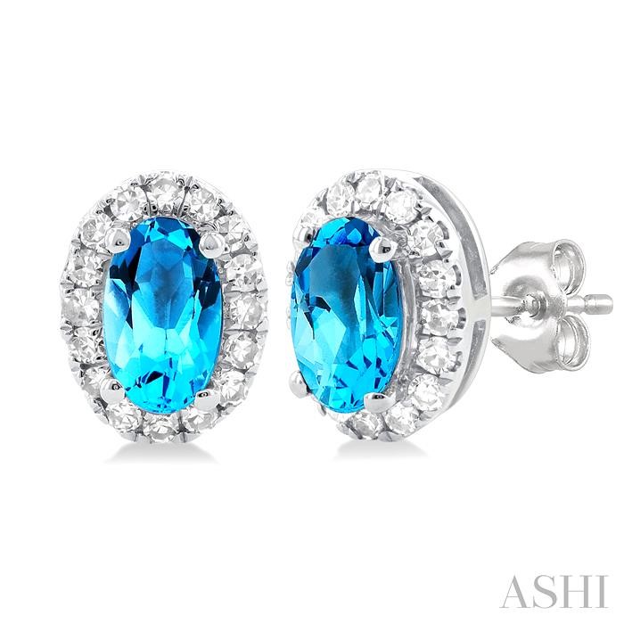 OVAL SHAPE GEMSTONE & HALO DIAMOND EARRINGS