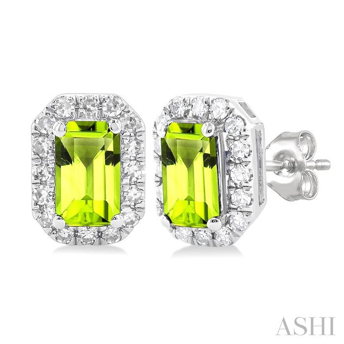 EMERALD SHAPE GEMSTONE & HALO DIAMOND EARRINGS