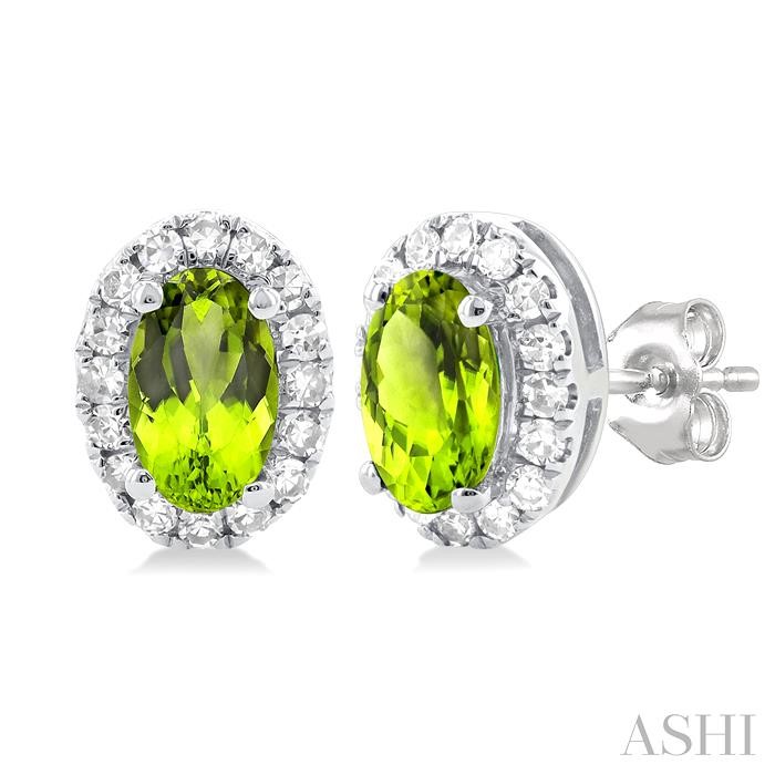 OVAL SHAPE GEMSTONE & HALO DIAMOND EARRINGS