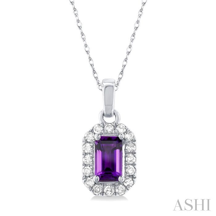 Emerald Shape Gemstone & Halo Diamond Pendant