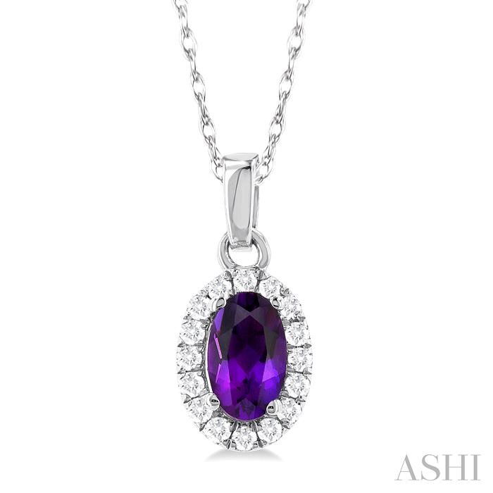 OVAL SHAPE GEMSTONE & HALO DIAMOND PENDANT