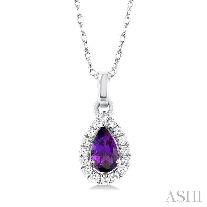 Pear Shape Gemstone & Halo Diamond Pendant