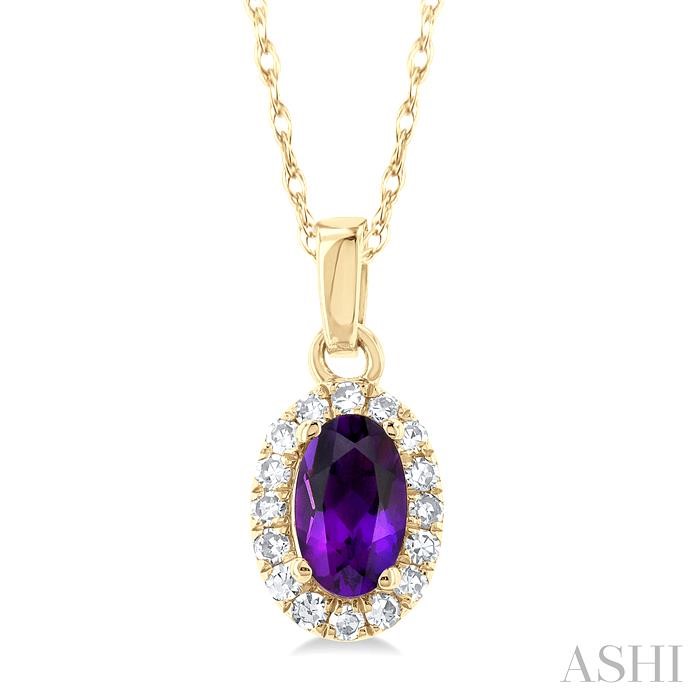 Oval Shape Gemstone & Halo Diamond Pendant