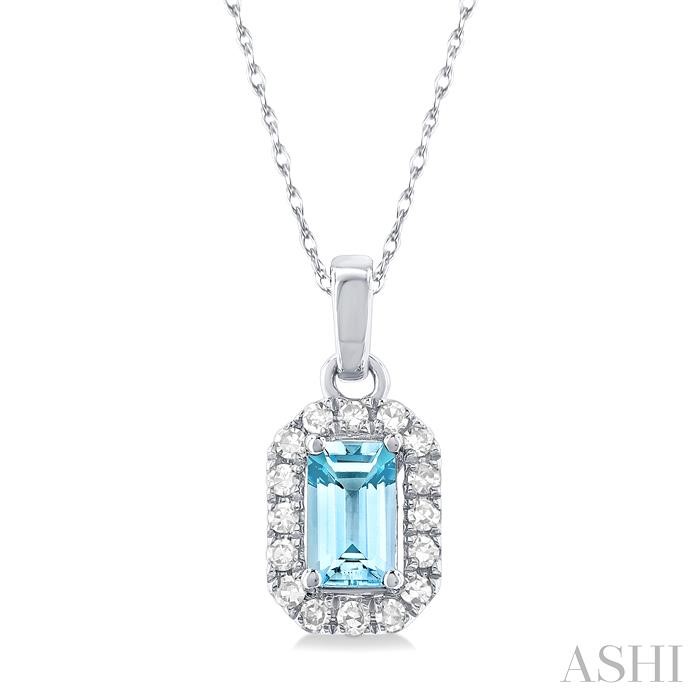 Emerald Shape Gemstone & Halo Diamond Pendant