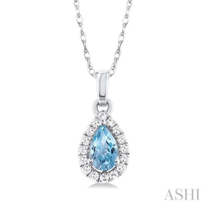 Pear Shape Gemstone & Halo Diamond Pendant