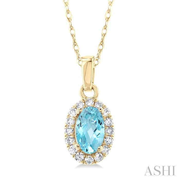 Oval Shape Gemstone & Halo Diamond Pendant