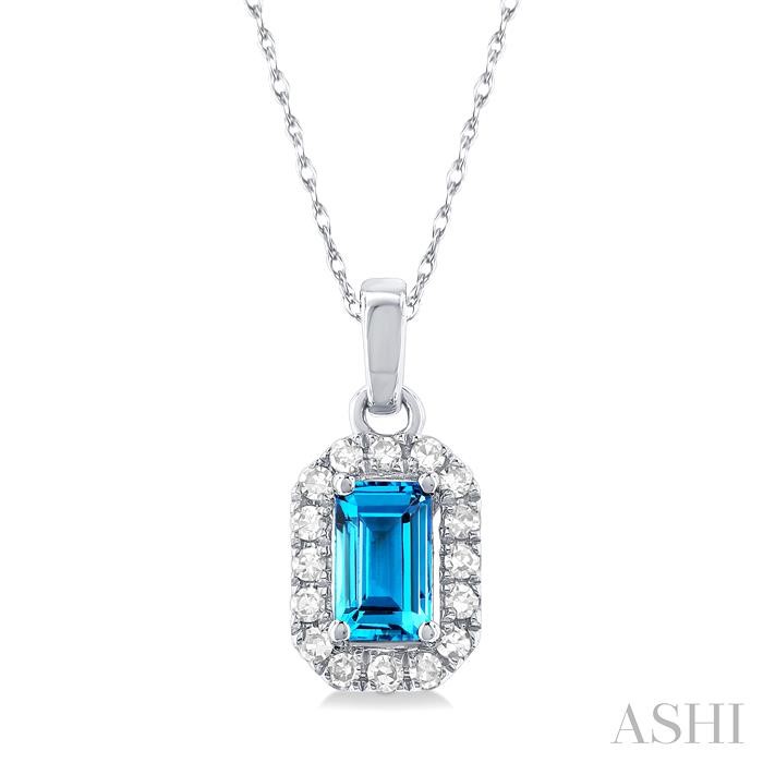 Emerald Shape Gemstone & Halo Diamond Pendant