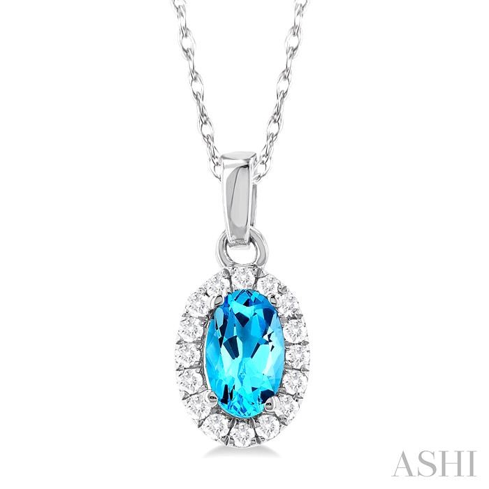 OVAL SHAPE GEMSTONE & HALO DIAMOND PENDANT