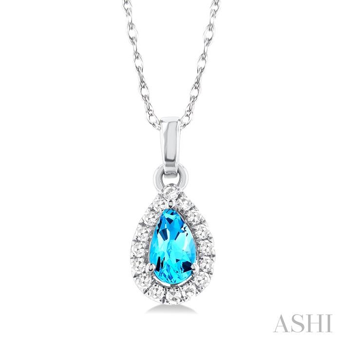 Pear Shape Gemstone & Halo Diamond Pendant