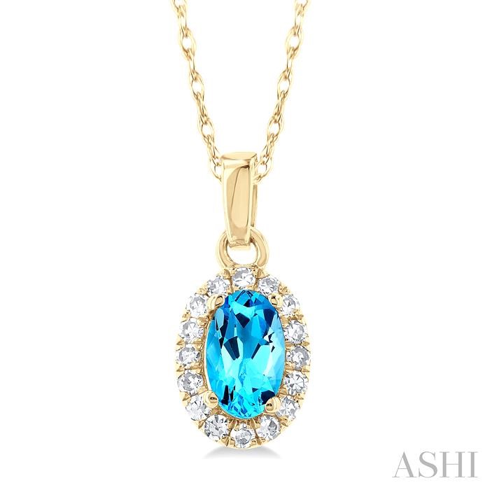 Oval Shape Gemstone & Halo Diamond Pendant