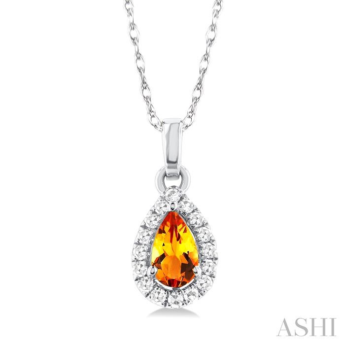 Pear Shape Gemstone & Halo Diamond Pendant