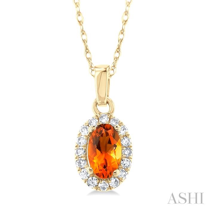 Oval Shape Gemstone & Halo Diamond Pendant