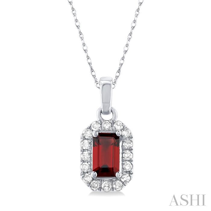 Emerald Shape Gemstone & Halo Diamond Pendant